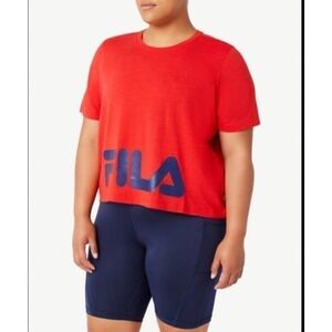 FILA Red Logo Cropped Crewneck T-Shirt Plus Size 3X NWT